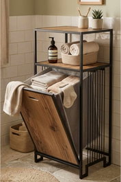 Hanah Home Peka9092 Estantería para Baño Natural y Negro